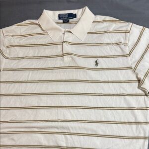 Polo by Ralph Lauren Men's Cream and Brown Striped Polo